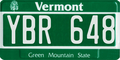 VT license plate YBR648