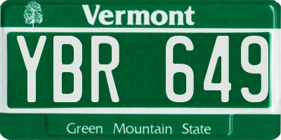 VT license plate YBR649