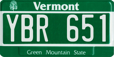 VT license plate YBR651