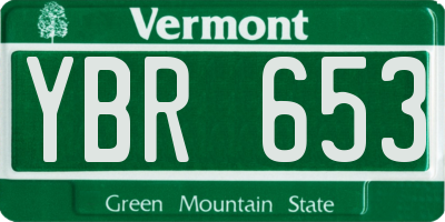 VT license plate YBR653