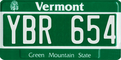 VT license plate YBR654