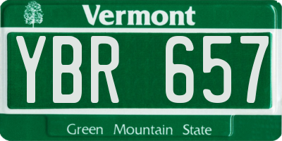 VT license plate YBR657