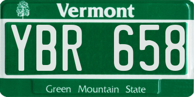 VT license plate YBR658