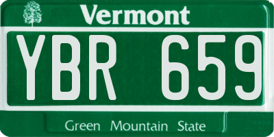VT license plate YBR659