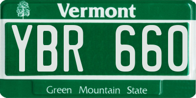 VT license plate YBR660