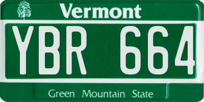 VT license plate YBR664