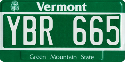 VT license plate YBR665