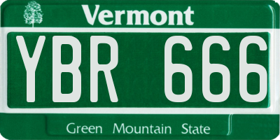 VT license plate YBR666