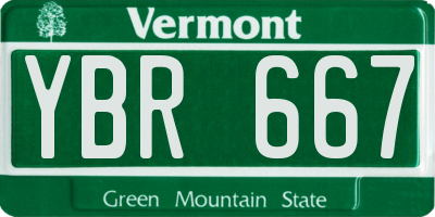 VT license plate YBR667