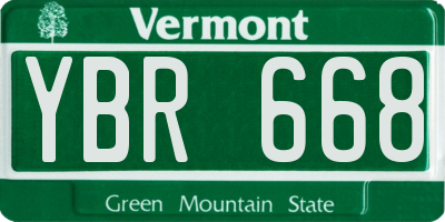 VT license plate YBR668