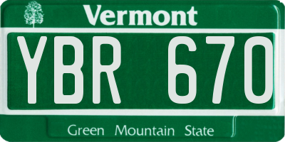 VT license plate YBR670