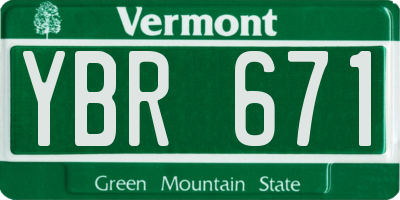 VT license plate YBR671