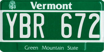 VT license plate YBR672