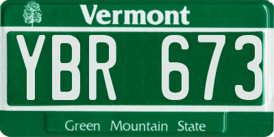 VT license plate YBR673
