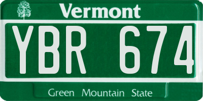 VT license plate YBR674