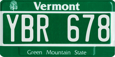 VT license plate YBR678