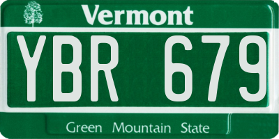 VT license plate YBR679