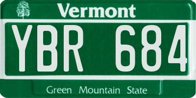 VT license plate YBR684