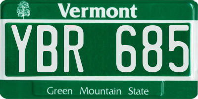 VT license plate YBR685