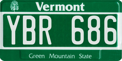 VT license plate YBR686