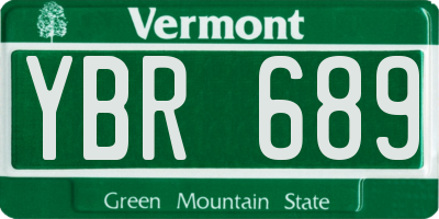 VT license plate YBR689