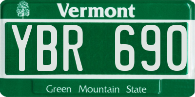 VT license plate YBR690