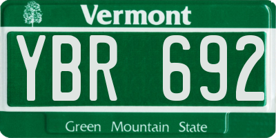 VT license plate YBR692