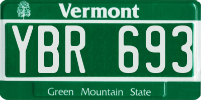 VT license plate YBR693