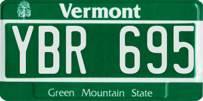 VT license plate YBR695