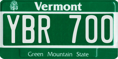 VT license plate YBR700