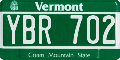 VT license plate YBR702