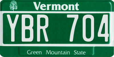 VT license plate YBR704