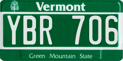 VT license plate YBR706
