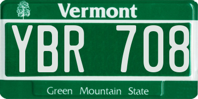 VT license plate YBR708