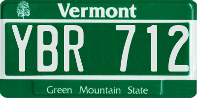 VT license plate YBR712