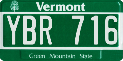 VT license plate YBR716