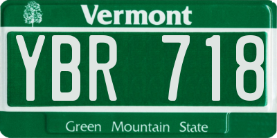 VT license plate YBR718