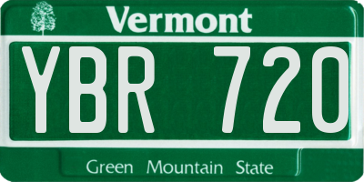 VT license plate YBR720