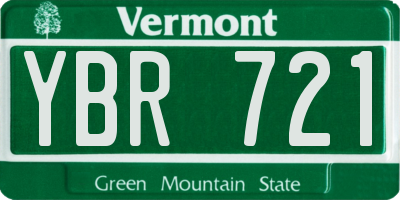 VT license plate YBR721