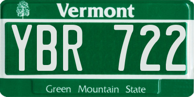 VT license plate YBR722