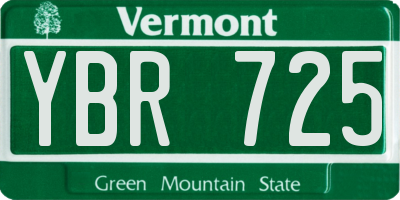 VT license plate YBR725