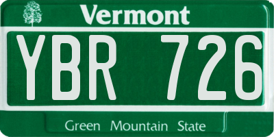VT license plate YBR726