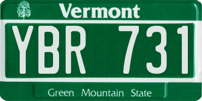 VT license plate YBR731