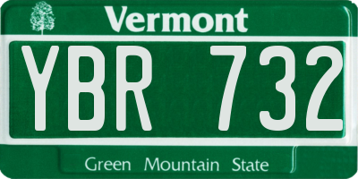 VT license plate YBR732