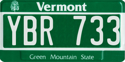 VT license plate YBR733