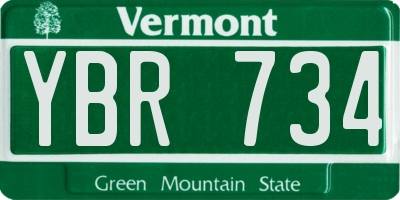 VT license plate YBR734