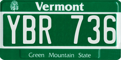 VT license plate YBR736
