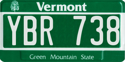 VT license plate YBR738