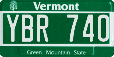 VT license plate YBR740