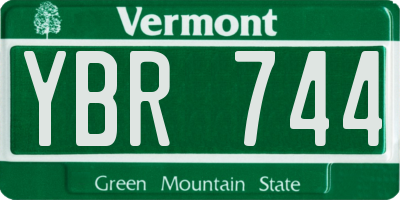 VT license plate YBR744